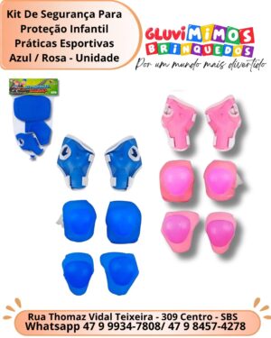 Kit De Segurança Para Proteção Infantil Práticas Esportivas Azul / Rosa - Unidade