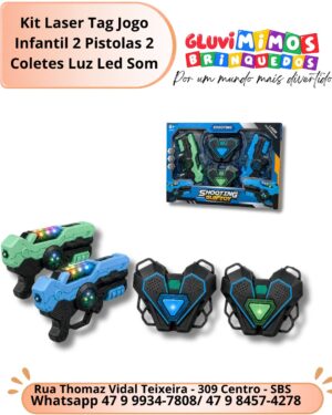 Kit Laser Tag Jogo Infantil 2 Pistolas 2 Coletes Luz Led Som