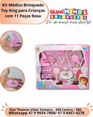 Kit Médico Brinquedo Toy King para Crianças com 11 Peças Rosa
