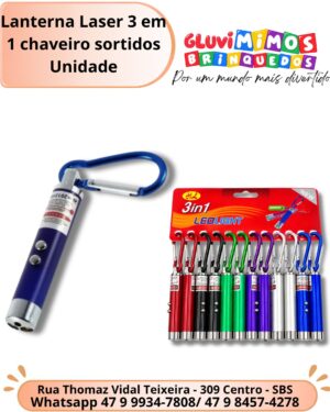 Lanterna Laser 3 em 1 chaveiro sortidos Unidade
