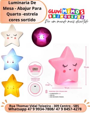 Luminária De Mesa - Abajur Para Quarto -estrela cores sortido