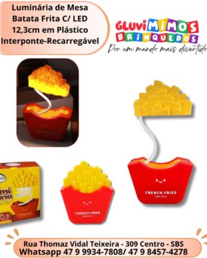 Luminária de Mesa Batata Frita C/ LED 12,3cm em Plástico Interponte - Recarregável