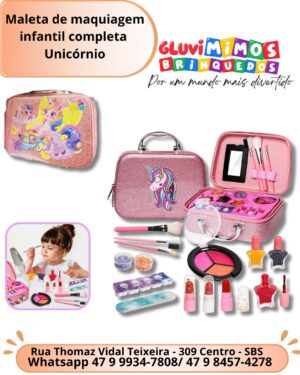 Maleta de maquiagem infantil completa  Unicórnio