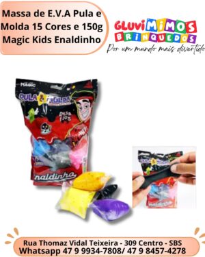 Massa de E.V.A Pula e Molda 15 Cores e 150g Magic Kids Enaldinho
