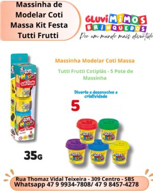 Massinha de Modelar Coti Massa Kit Festa Tutti Frutti
