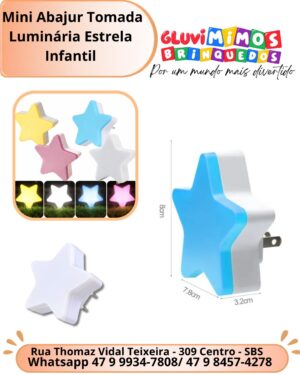 Mini Abajur Tomada Luminária Estrela Infantil