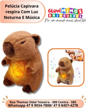 Pelúcia Capivara respira Com Luz Noturna E Música