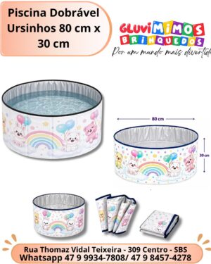 Piscina Dobrável Ursinhos 80 cm x 30 cm