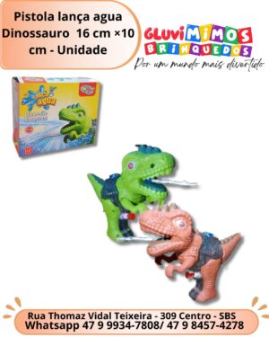 Pistola lança agua Dinossauro  16 cm ×10 cm - Unidade