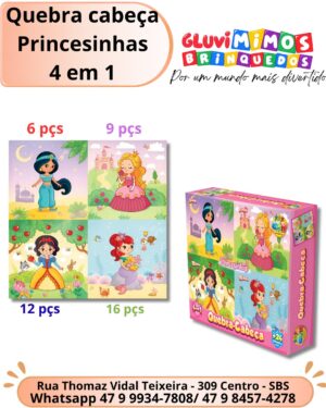 Quebra cabeça Princesinhas    4 em 1