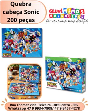 Quebra cabeça Sonic 200 peças