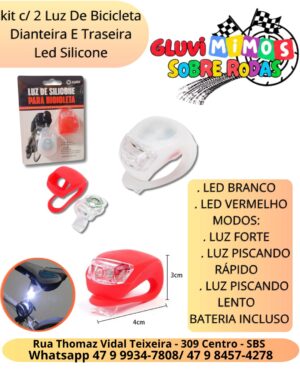 kit c/ 2 Luz De Bicicleta Dianteira E Traseira Led Silicone